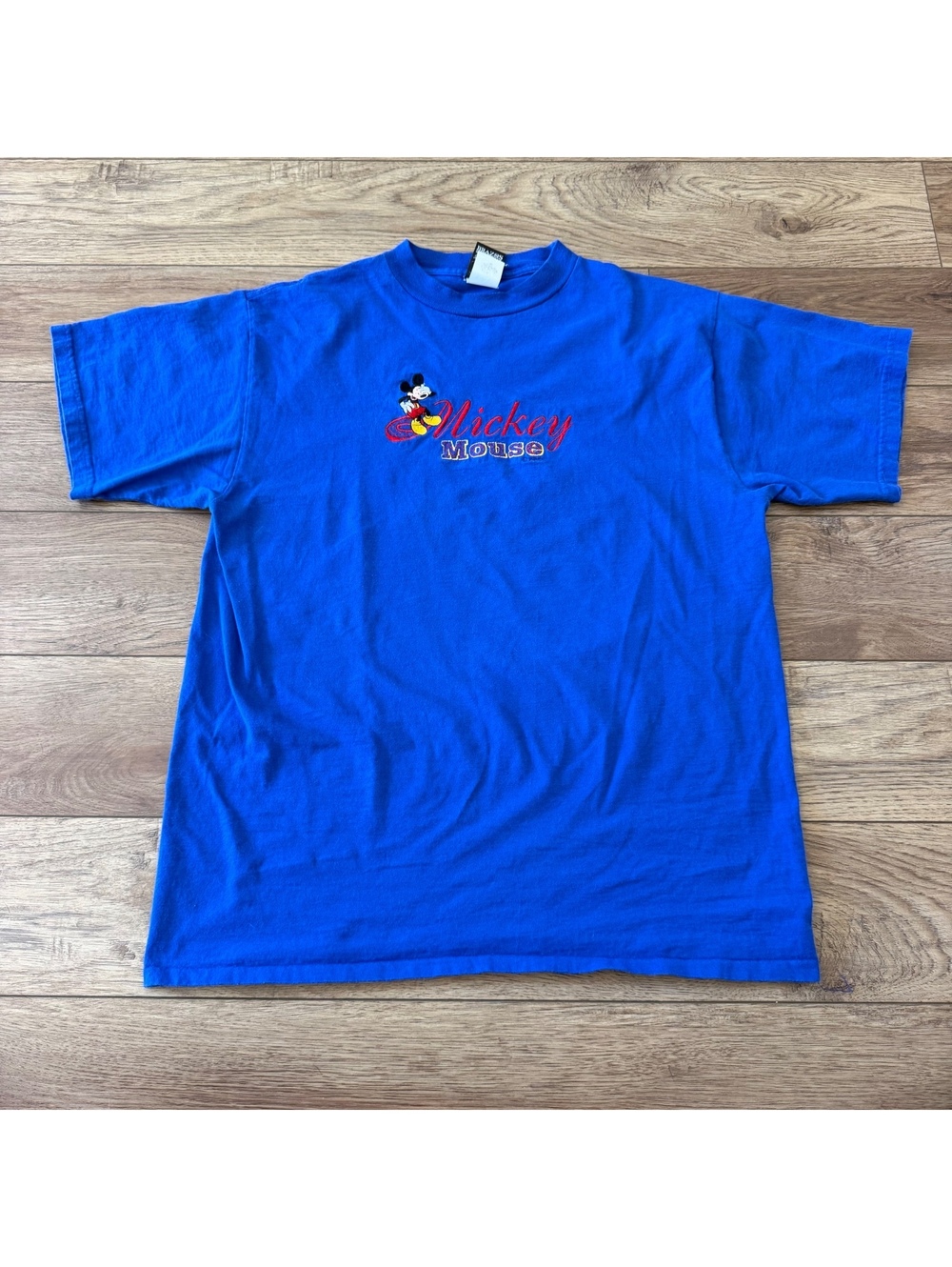 Vtg 90s Mickey Unlimited Disney Embroidered T-Shirt L Blue